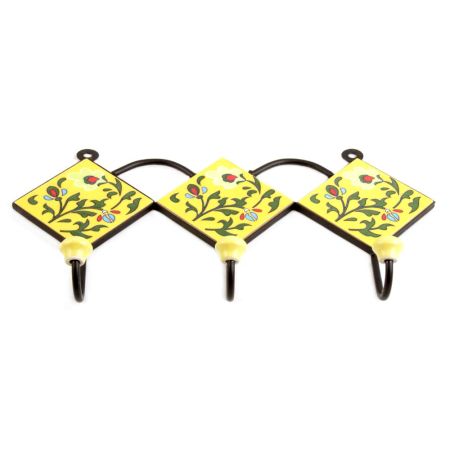 Yellow Forest Green Leaf Tiles Hook